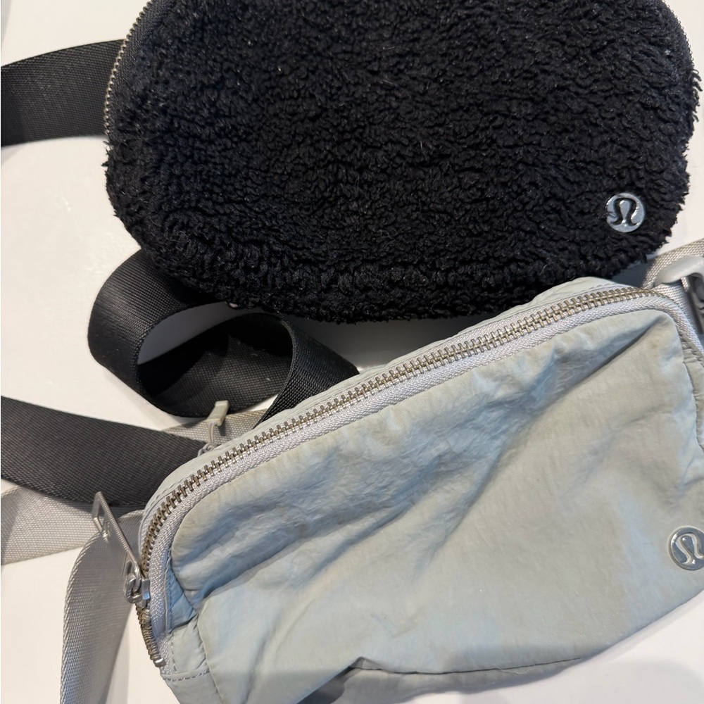 Lululemon Black Sherpa and Gray Fabric Bags